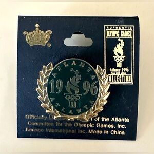 NWT ATLANTA Olympics Centennial 1996 Logo Pin Brooch Green Aminco Olympic Games